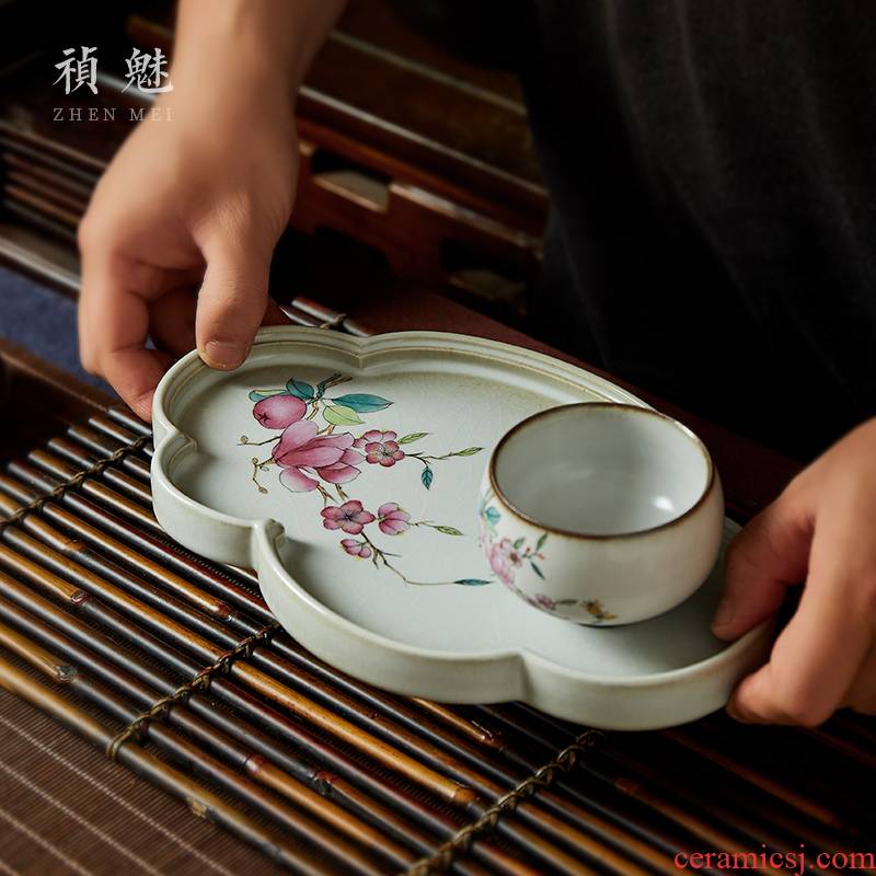 Shot incarnate your up hand - made yulan tea tray was kung fu tea saucer jingdezhen ceramics parts household pot dry mercifully machine