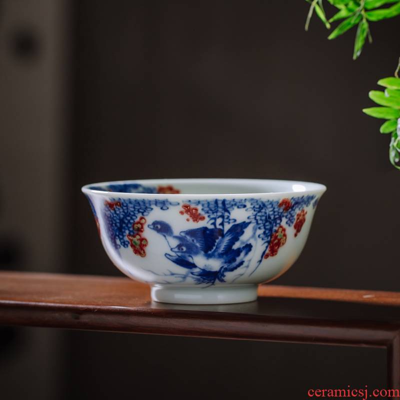 The Owl up jingdezhen porcelain youligong tea cup masters cup small bowl hand - made ceramic cups kunfu tea