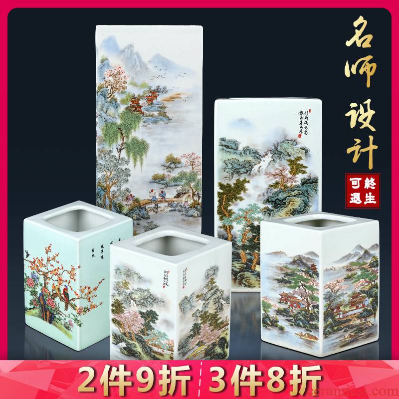 Jingdezhen ceramics powder enamel inlay is antique Chinese style household porch decoration rich ancient frame study office furnishing articles