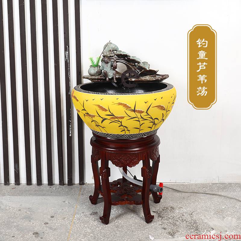 Jingdezhen ceramic circulating water tank filter home sitting room extra large goldfish bowl shui plutus tank