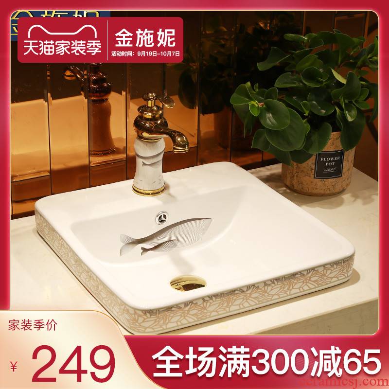 Square ceramic half embedded in taichung basin sinks single basin household art stage basin sink basin