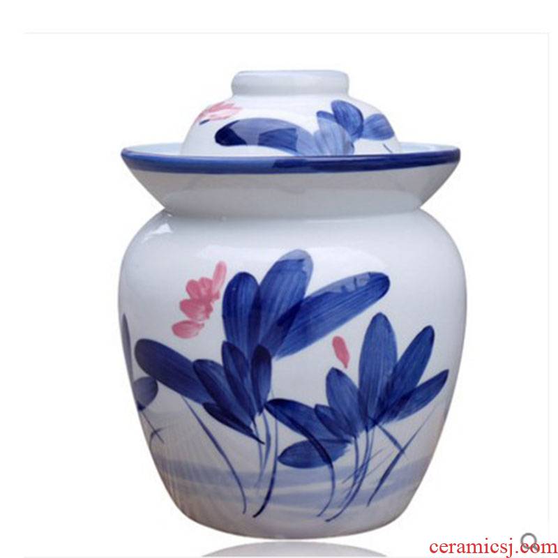3 catty eight jins of jingdezhen ceramic storage pickle jar jar airtight jar of pickles pickled the salty cylinder double cover a water seal
