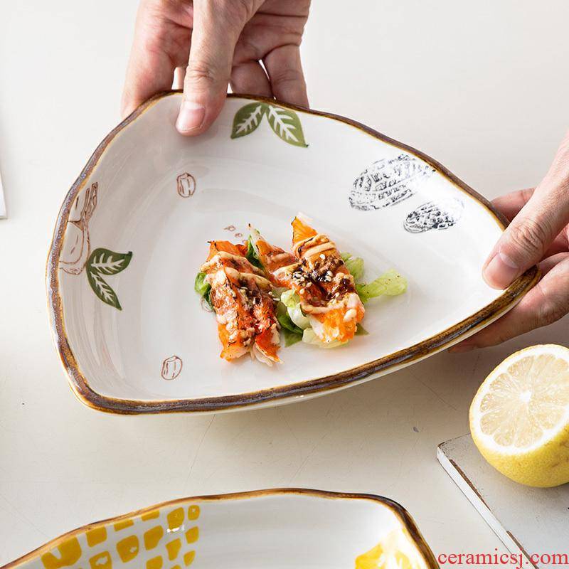 Creative Nordic breakfast tray plates odd shape plate of household ceramics move red fruit plates subnet configures western - style food tableware