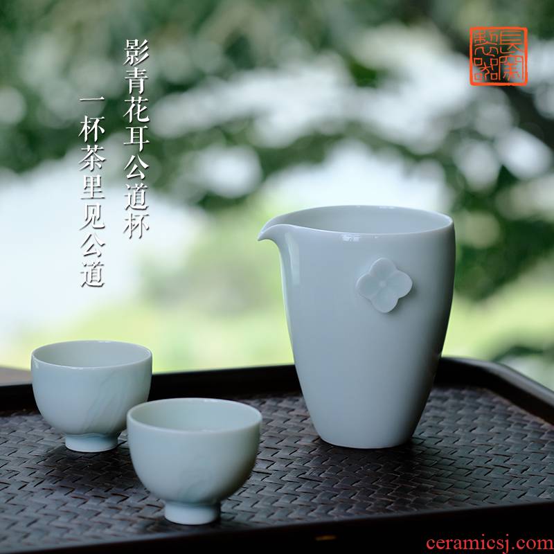 Long up in making those offered home - cooked shadow blue flower fair cup tea tea jingdezhen tea art ceramics by hand