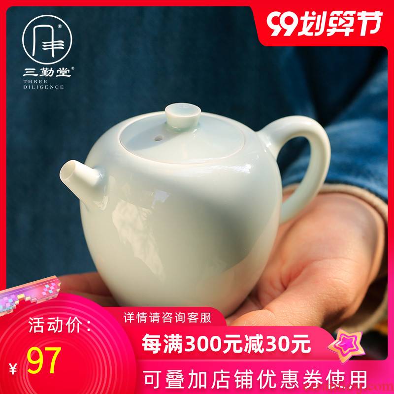 The three regular white porcelain little teapot ceramic filter single pot teapot tiny home office of jingdezhen tea service