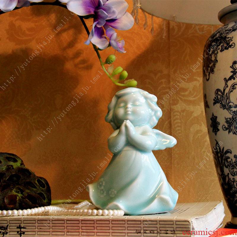 Jingdezhen manual shadow celadon creative home furnishing articles European angel furnishing articles ceramic crafts