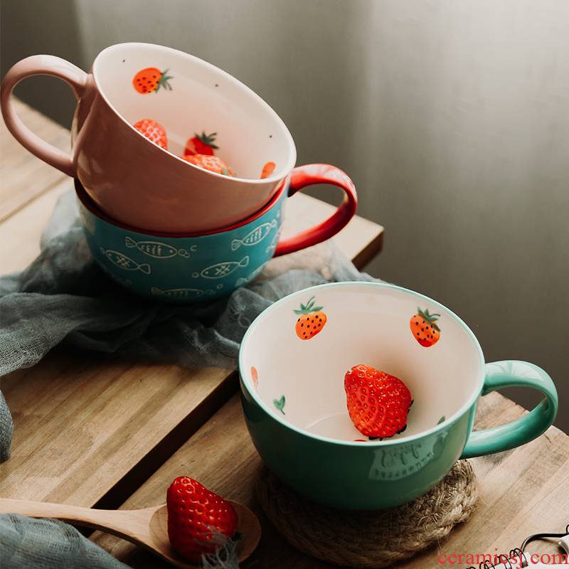 Creative cup milk cup picking cups of rural household breakfast cup dream what flower mugs ceramic cup