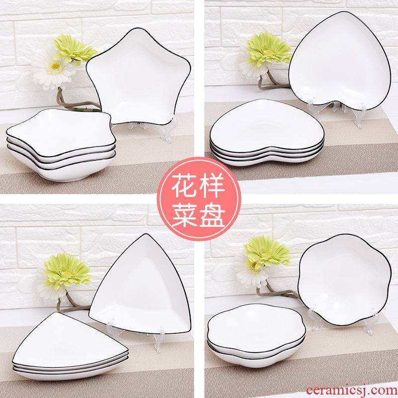 4 with western food plates ceramic tableware of fruit salad plate tray is creative contracted the black home plate