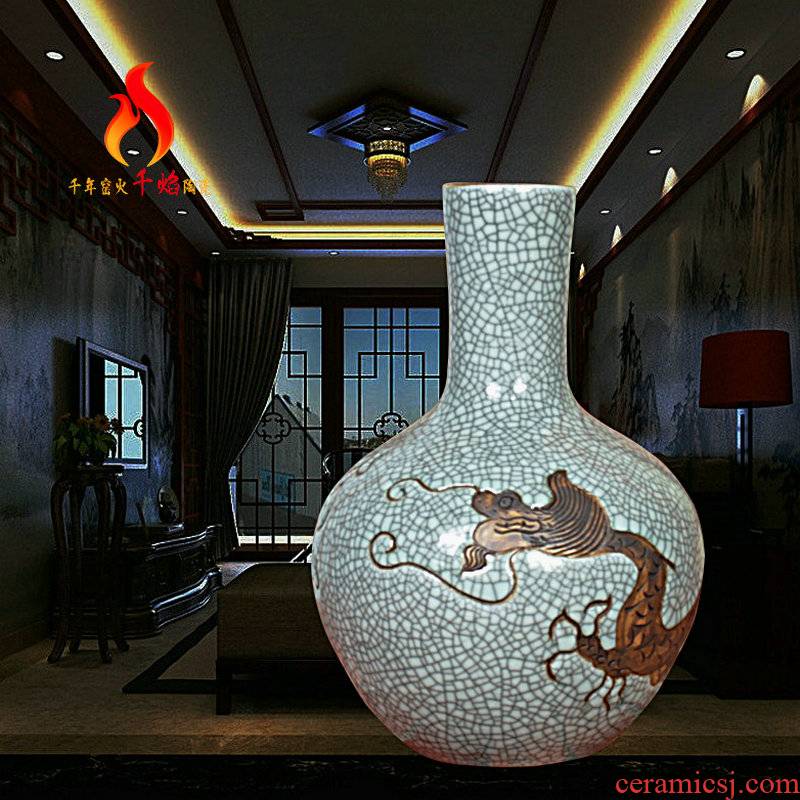 Jingdezhen ceramic vases, antique up on crackle dragon tree Chinese handicraft furnishing articles in the living room