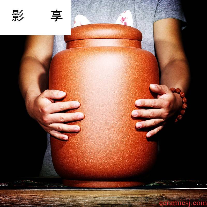 Shadow at yixing purple sand tea pot oversized pure manual undressed ore down slope mud pu - erh tea storage tanks cylinder boutique JH