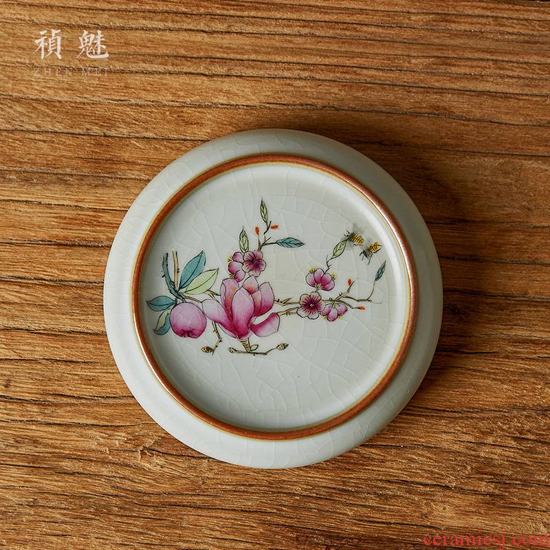Shot incarnate your up hand - made yulan cover kung fu tea saucer jingdezhen ceramics fittings the piece of glass cup mat