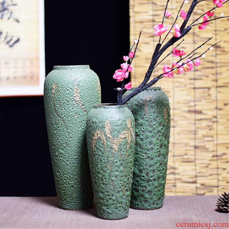 Jingdezhen coarse some ceramic pot pottery three - piece antique vase to restore ancient ways small and pure and fresh, vases, flower arranging furnishing articles in the living room
