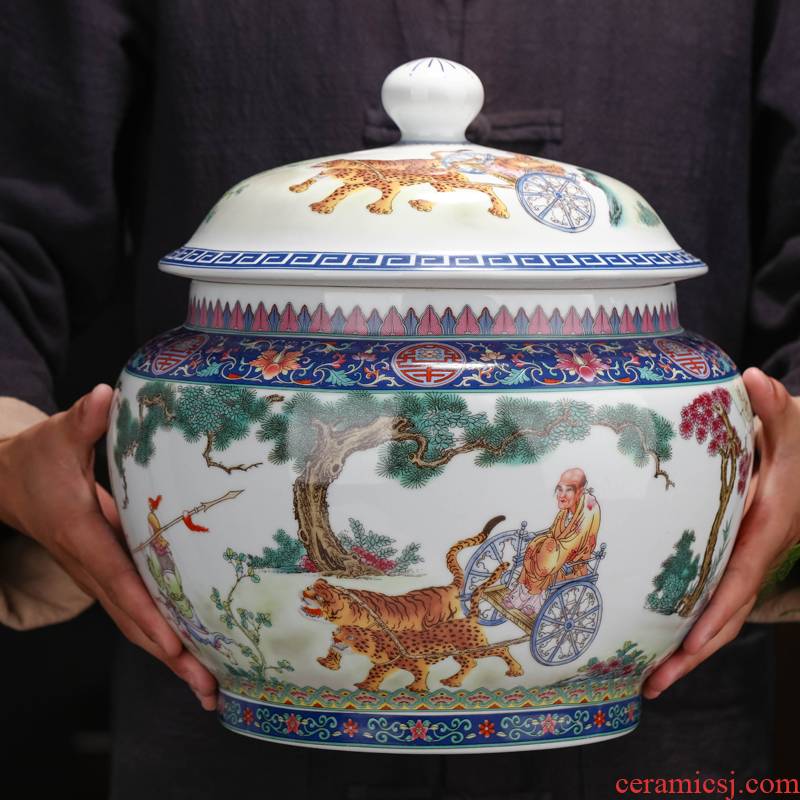 Chinese style bread seven pu 'er ceramic tea pot large sealed with cover tea cake large capacity domestic tea storage tanks