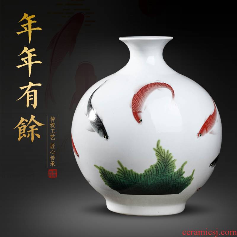 Jingdezhen ceramics powder enamel more vase furnishing articles year after year flower arranging new Chinese style living room home wine ark, adornment