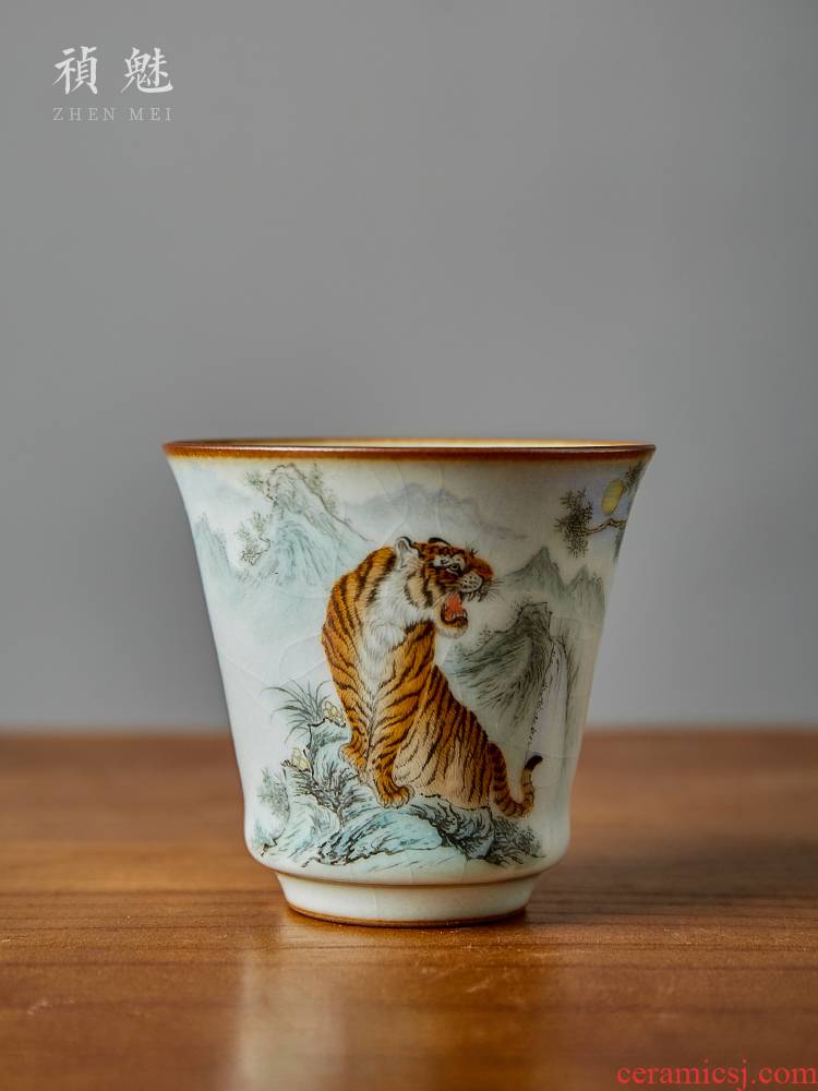 Shot incarnate your up hand - made tiger master cup single CPU jingdezhen ceramic kung fu tea set personal open sample tea cup