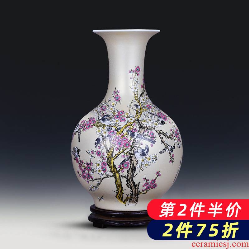 Jingdezhen porcelain ceramic vase golden flower arranging furnishing articles modern new Chinese style household living room TV cabinet decoration