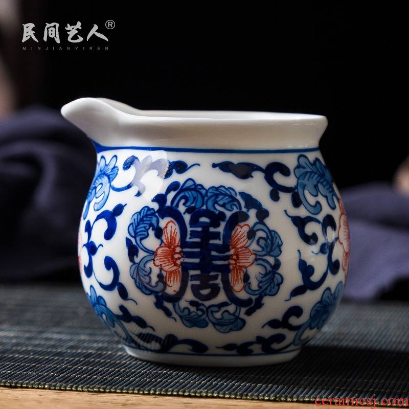 Jingdezhen blue and white youligong hand - made ceramic group long - lived kung fu tea tea ware accessories points well fair keller cup