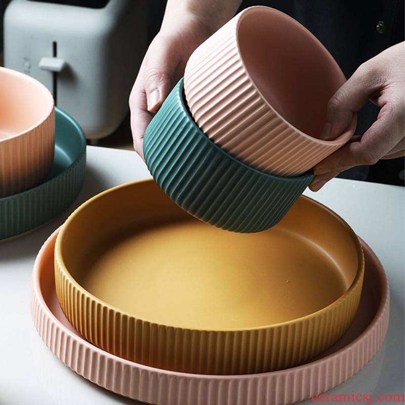 Nordic candy dishes household matte enrolled porcelain bowl of noodles in soup bowl large soup bowl microwave food deep food baking pan