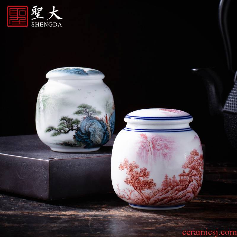 Holy big ceramic tea pot hand - made agate red landscape tank receives all hand jingdezhen tea tea warehouse