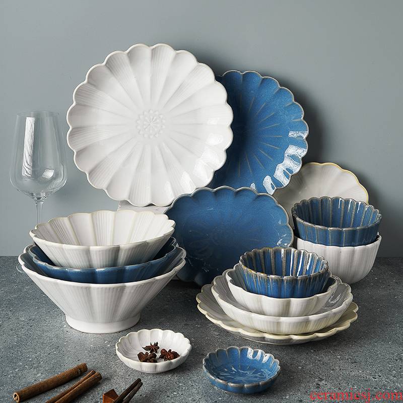 Japanese up by ceramic tableware home plate restoring ancient ways round platter steak plate of creative breakfast tray