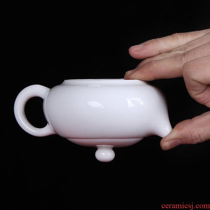 Qiao mu dehua white porcelain of a complete set of kung fu tea set side the beauty fair keller cup teapot lid bowl suit