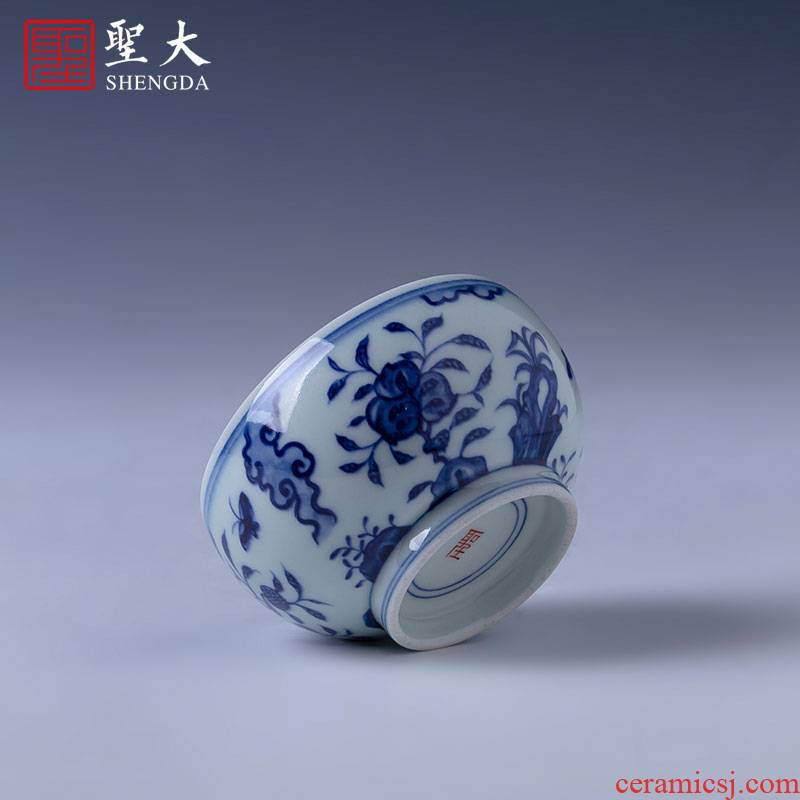 Santa teacups hand - made ceramic kung fu about blue and white flower butterfly tattoo meditation cup sample tea cup manual of jingdezhen tea service