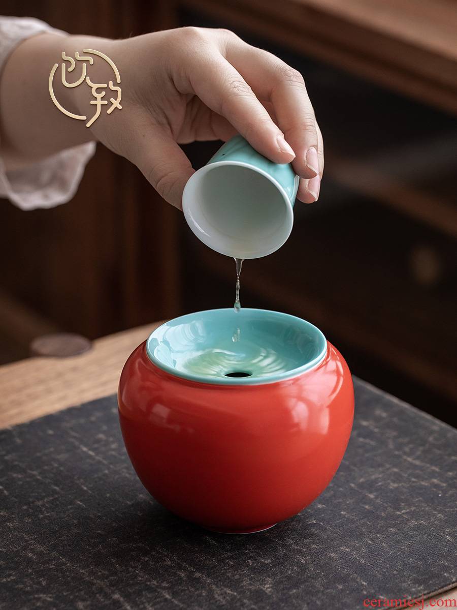 Ultimately responds to the double glaze built water Japanese home zen cup hot wash to small bucket ceramic tea wash to kung fu tea set with a cover on it