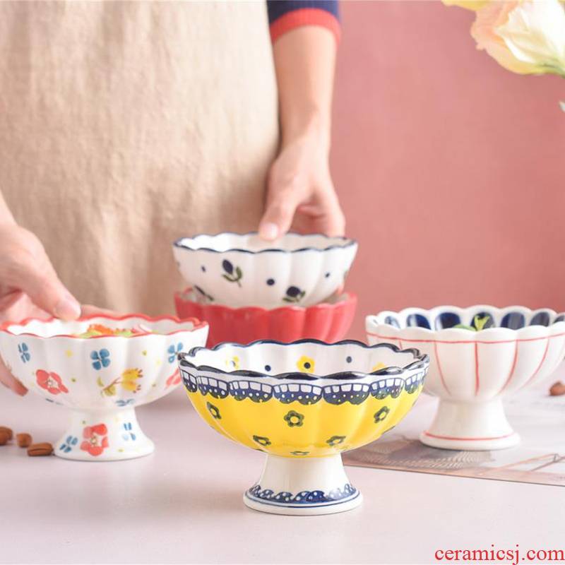 Creative high ceramic dessert pudding bowl of ice cream cup of yogurt cup small milkshake cup bowl bowl of ice cream cup bowl