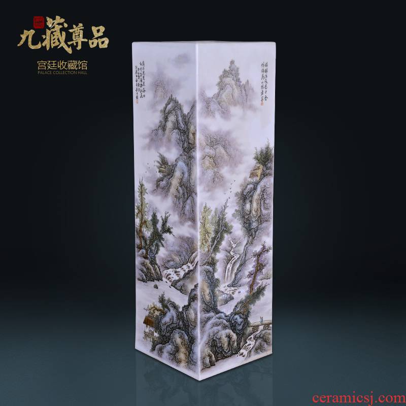 Jingdezhen ceramics by hand draw pastel landscape with Chinese style living room porch decoration vase furnishing articles