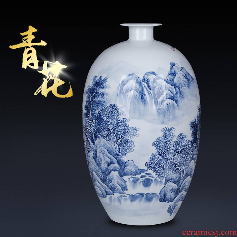 Famous hand - made jingdezhen blue and white porcelain vase of new Chinese style household decorates sitting room porch rich ancient frame furnishing articles furnishing articles