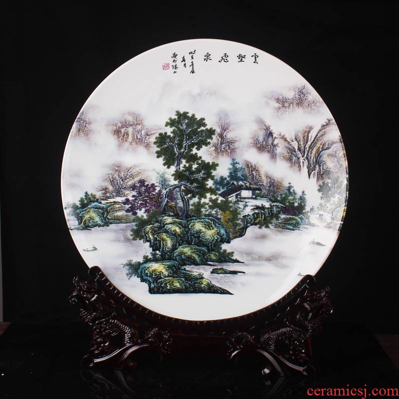 Jingdezhen ceramic landscapes hang dish plate pendulum decoration sit I and fashionable household decoration plate furnishing articles