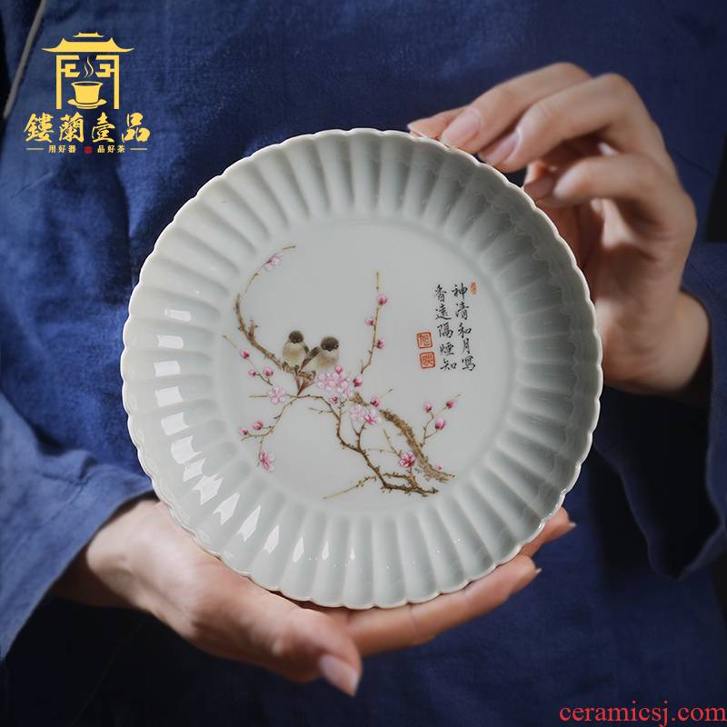Jingdezhen ceramic kung fu tea pot bearing beaming dry mercifully tea tray was all hand - made enamel disc cup saucer