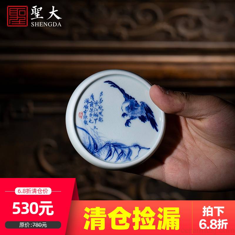 Holy big ceramic cover buy blue and white LuYan hand - made maintain cover all hand jingdezhen kung fu tea accessories cover holder frame