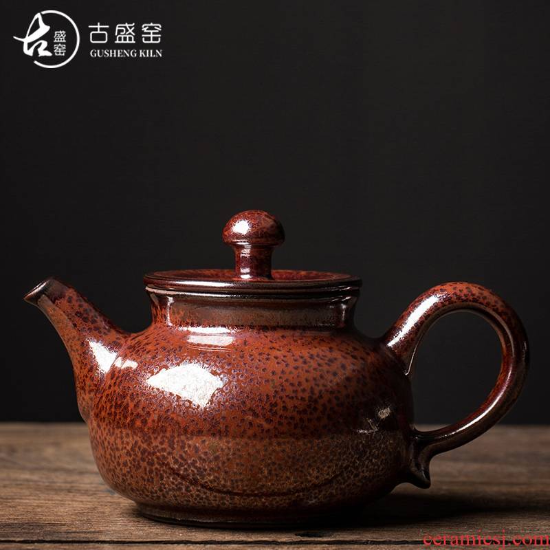 Ancient Chen Weichun xi shi sheng up pot temmoku up built light ceramic teapot tea tea, manual ball hole, single pot