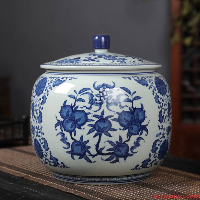 Classic blue and white porcelain jar jingdezhen ceramics caddy fixings archaize furnishing articles large POTS of tea tea box of gm