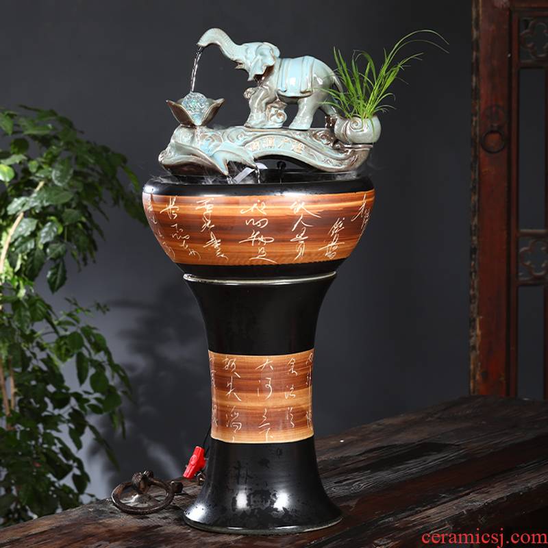 Jingdezhen ceramic tank floor pillar type tank yard LianHe flowerpot is suing large goldfish bowl water lily bowl