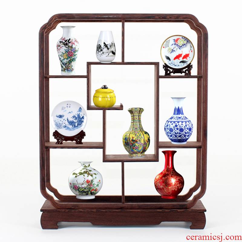 Rich ancient frame small place wine sitting room adornment TV cabinet office table of jingdezhen ceramics vase