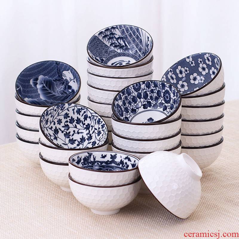 The Japanese blue and white porcelain bowl kitchen suits for home eat rice bowls ceramic dishes chopsticks tableware 6-10