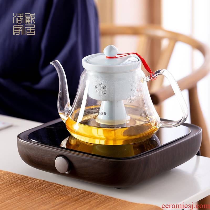 Glass teapot household thickening filtration jingdezhen electric TaoLu boiled tea set high temperature resistant single pot, kettle