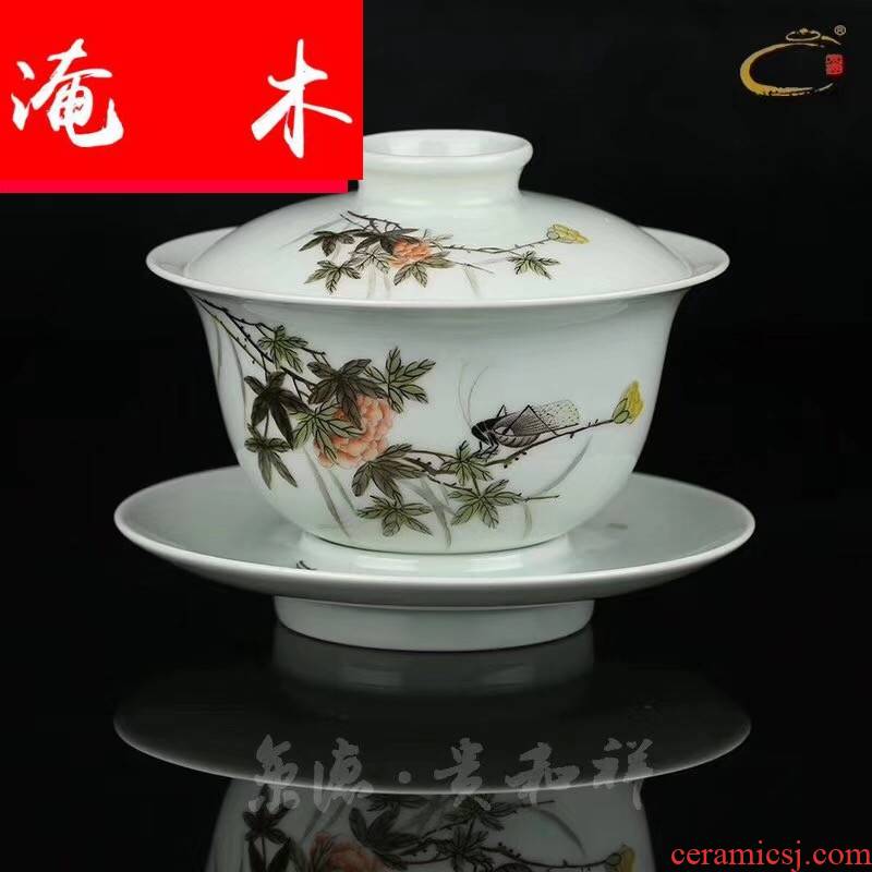 Submerged wood powder enamel hand - made teacup cover three to make tea cup of jingdezhen tea service master checking ceramic lid