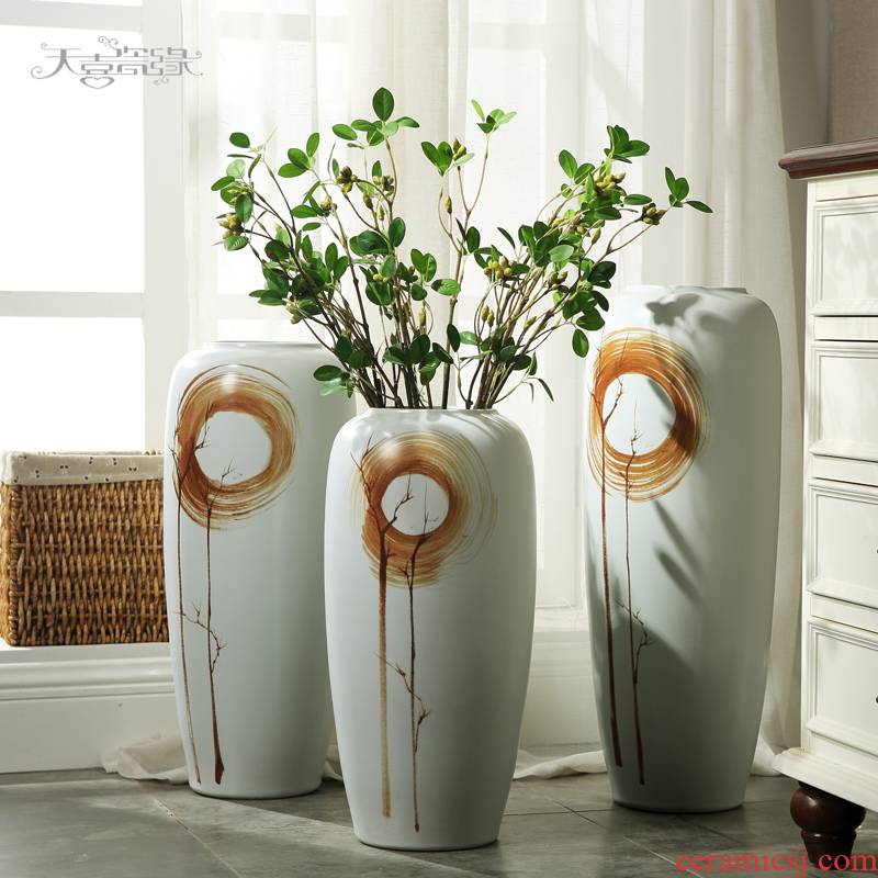 Jingdezhen modern ceramics of large vases, flower arranging furnishing articles creative household adornment contracted sitting room TV cabinet