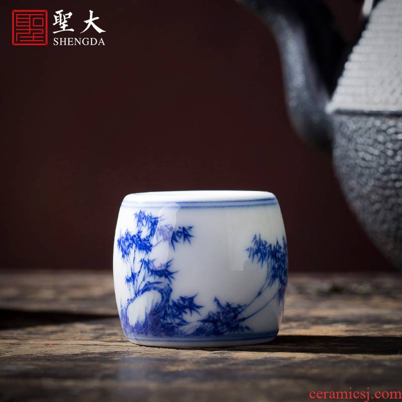 Holy big buy blue and white bamboo stone GaiWanCha hand - made ceramic cover lid all hand jingdezhen kung fu tea accessories