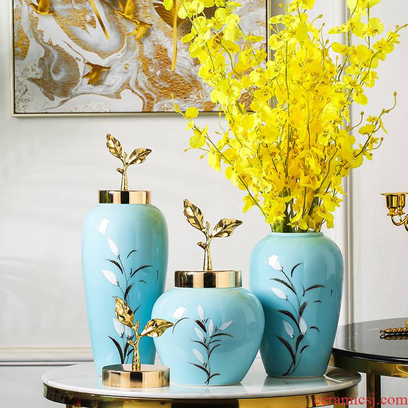 Jingdezhen ceramics vase furnishing articles simulation flower flower modern new Chinese style household living room TV cabinet decoration