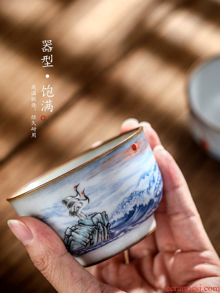 Jingdezhen ceramic your up sample tea cup master cup single CPU hand - made teacup pure manual cranes for a cup of kung fu tea set