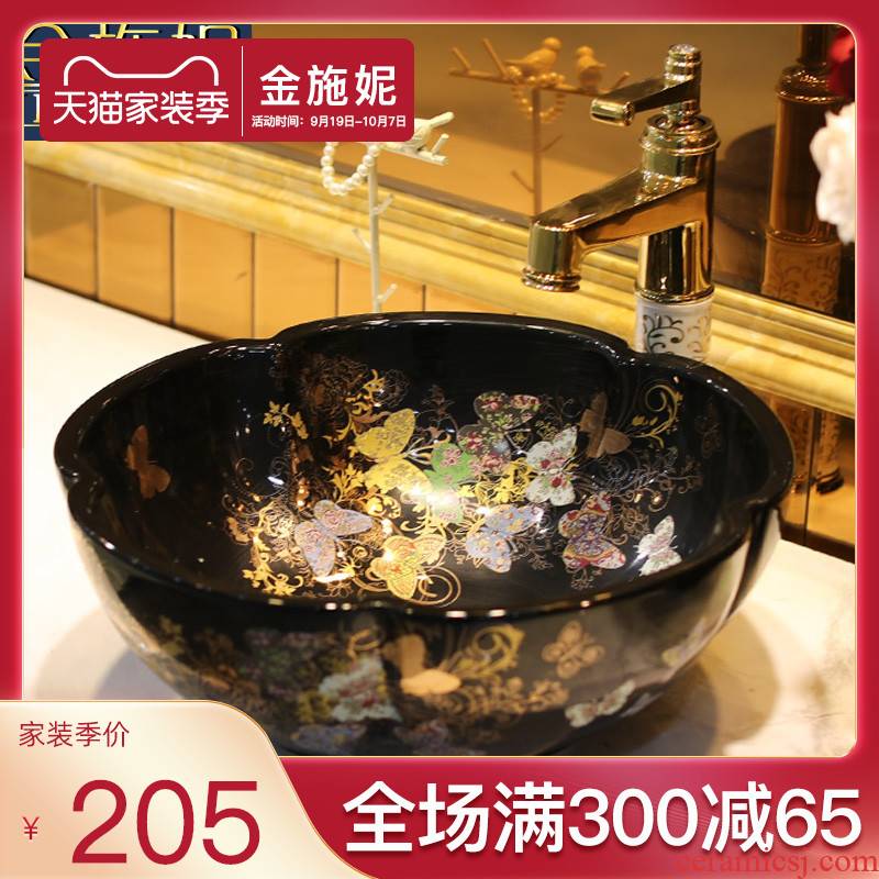 Petals on the ceramic basin sink single restoring ancient ways of household toilet small circular art basin sinks