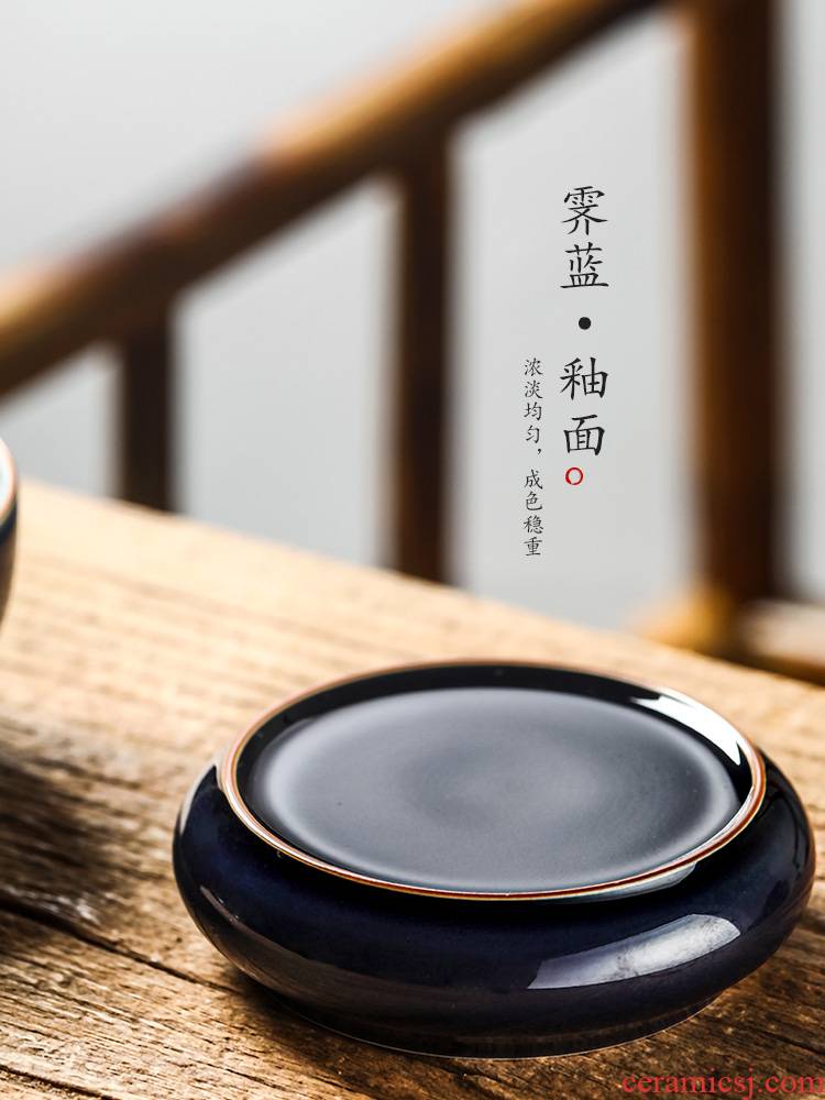 It cover rear cover of jingdezhen ceramic ji blue glaze pure manual cup mat tea saucer kung fu tea accessories