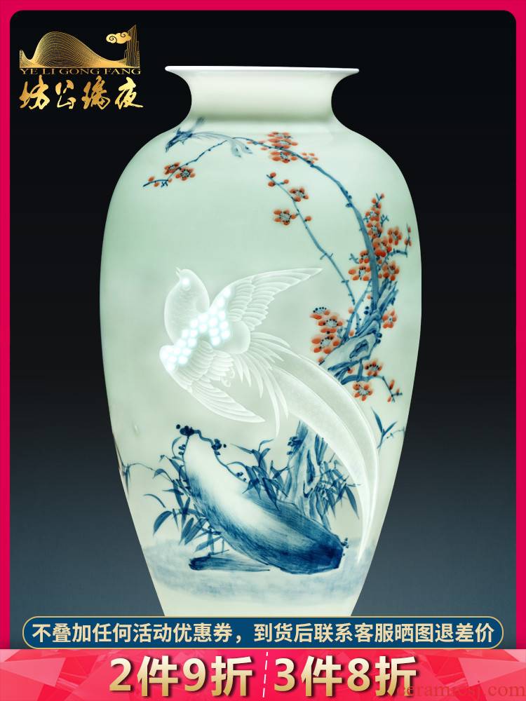 Jingdezhen ceramics hand - made of blue and white porcelain vases, flower arrangement sitting room place, TV ark, of Chinese style household ornaments