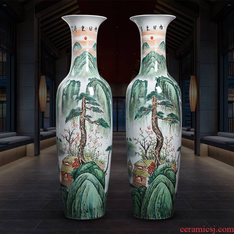 Jingdezhen ceramics hand - made oversized ground vase furnishing articles home gifts sitting room hotel adornment