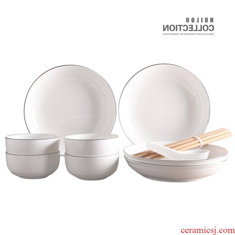 The creative ceramic tableware kitchen household jobs soup plate spoon hotel bowl dish dish gift set custom manufacturers