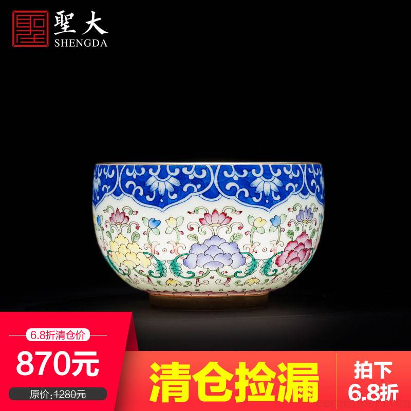 Santa teacups hand - made porcelain ceramic kungfu ruyi pastel bound branch flowers cup manual of jingdezhen tea service master